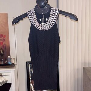 Black dress tank with Embellished Necklin